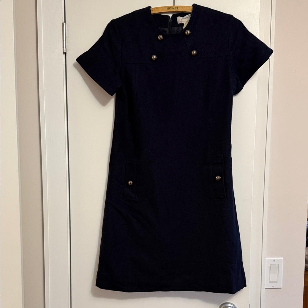 Paul & Joe Sister  Navy Wool Blend Lined Short Sleeve  Dress Size small